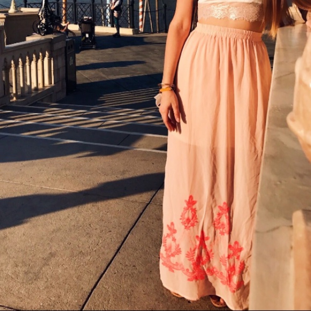Salmon color Maxi Skirt